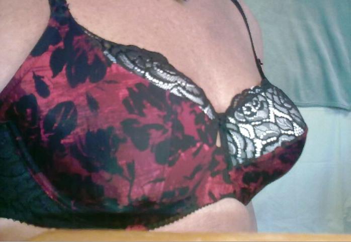 25P Crossdresser in rd and black bra and panties