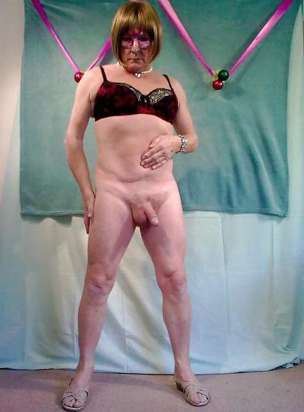 25P Crossdresser in rd and black bra and panties