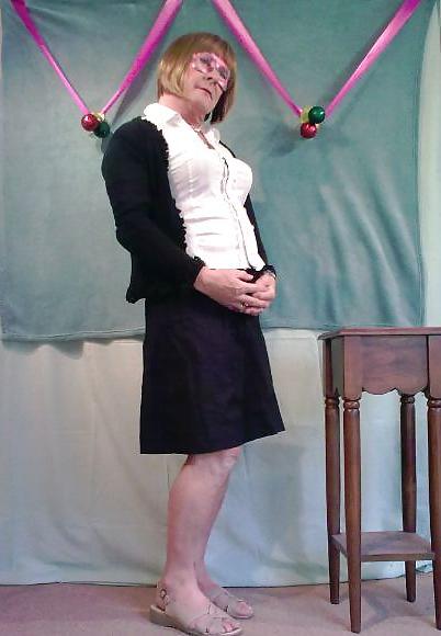 25P Crossdresser in rd and black bra and panties