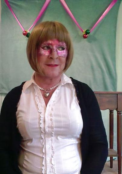 25P Crossdresser in rd and black bra and panties