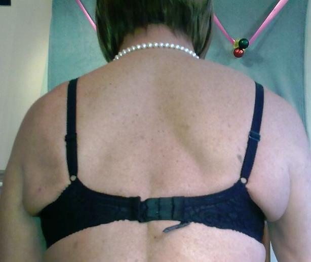25P Crossdresser in rd and black bra and panties