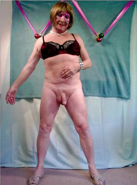 25P Crossdresser in rd and black bra and panties