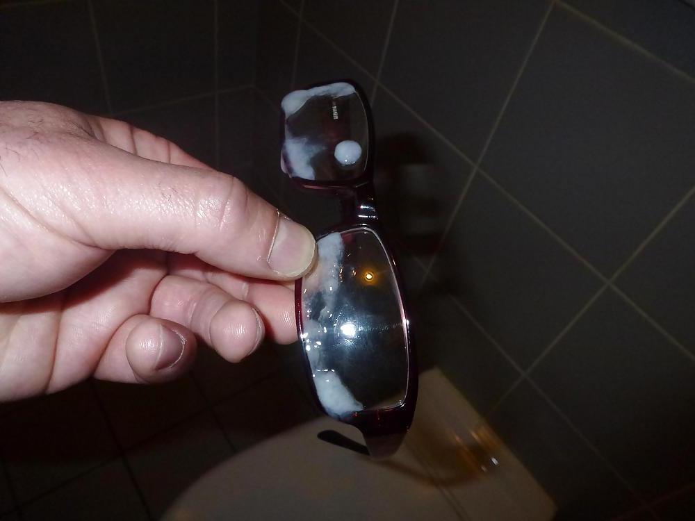 14P Quick cum on my Colleague's glasses while she was in break