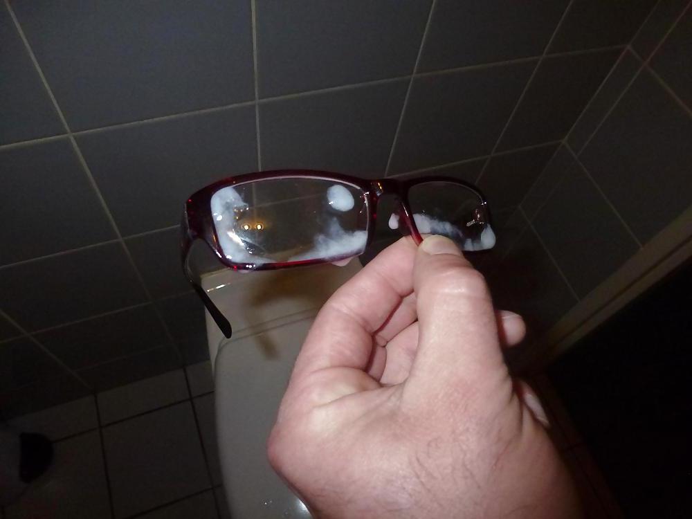 14P Quick cum on my Colleague's glasses while she was in break