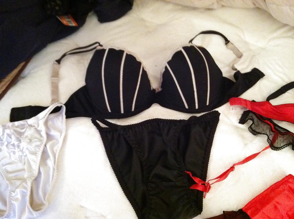 4P Wifes satin panties, bra and lingerie