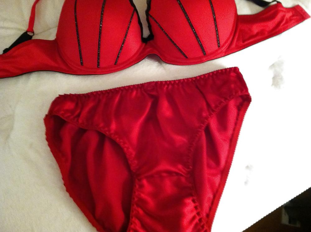 4P Wifes satin panties, bra and lingerie