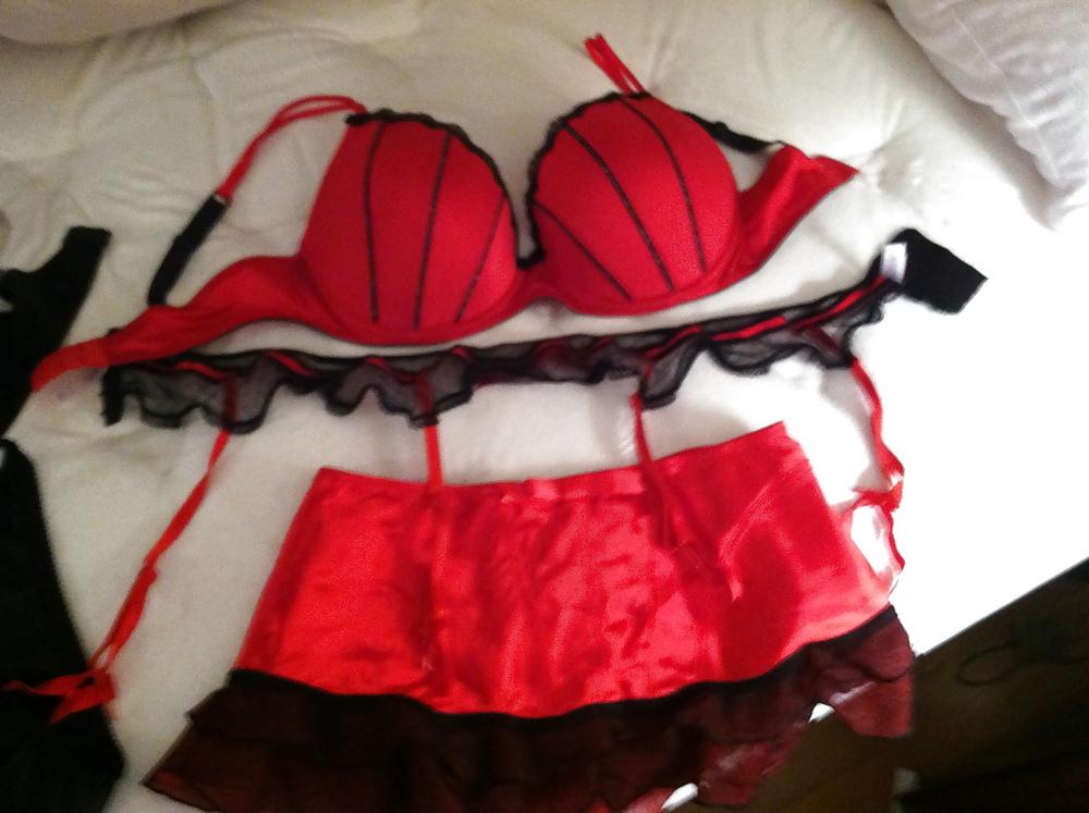 4P Wifes satin panties, bra and lingerie