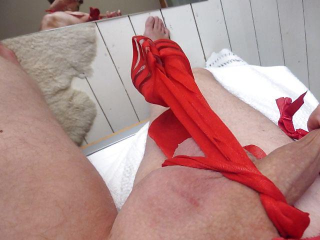 9P RED lingerie TV cd slut HEELS pant NYLONS cunt ASS bot SLUT