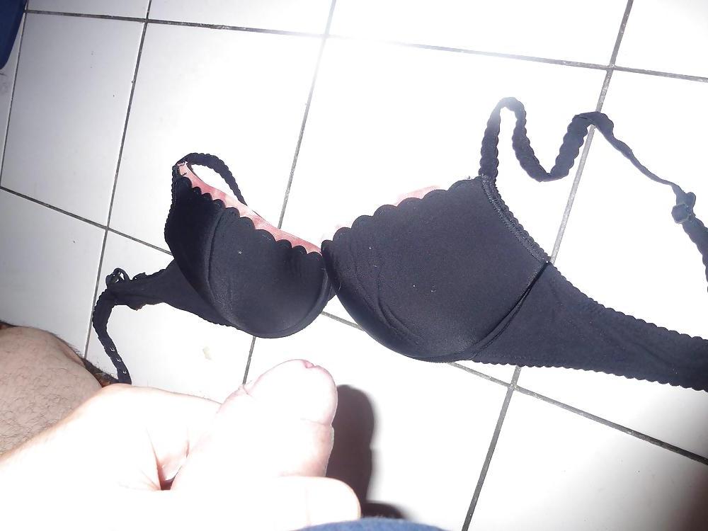 11P Cun on my Wife's padded black bra