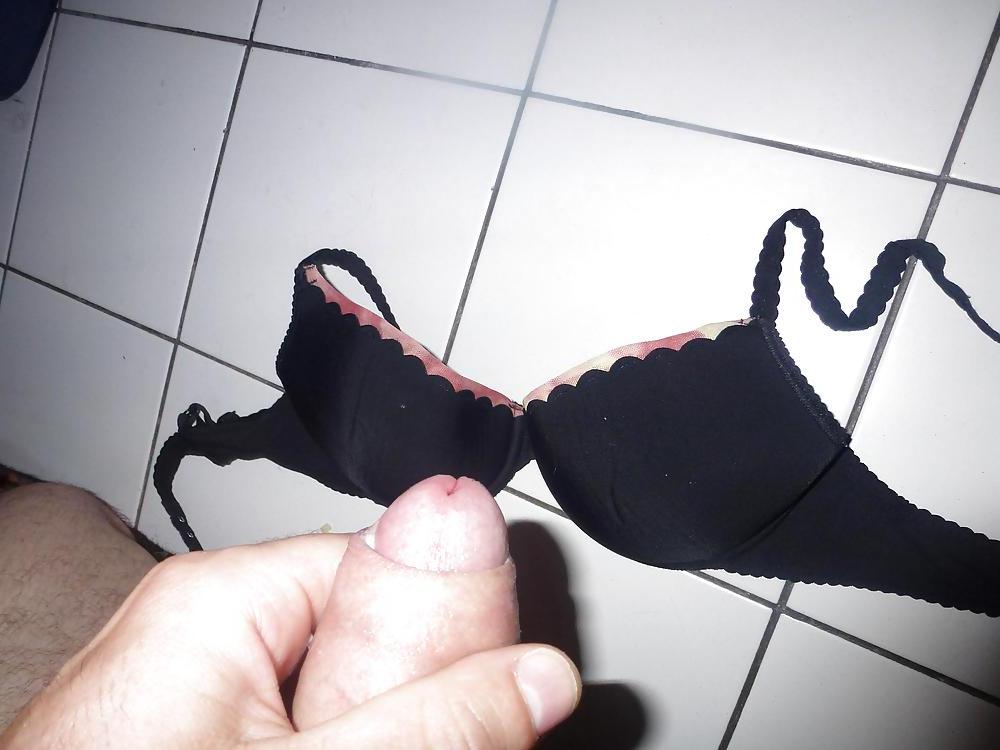 11P Cun on my Wife's padded black bra