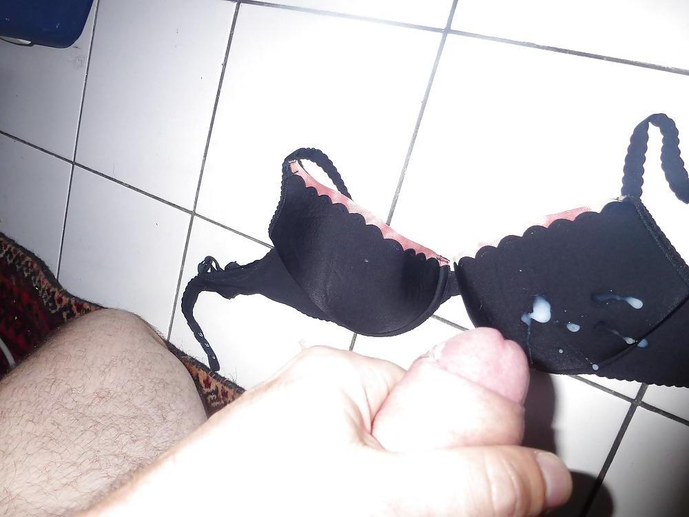 11P Cun on my Wife's padded black bra