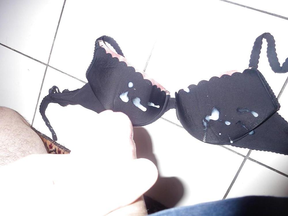 11P Cun on my Wife's padded black bra