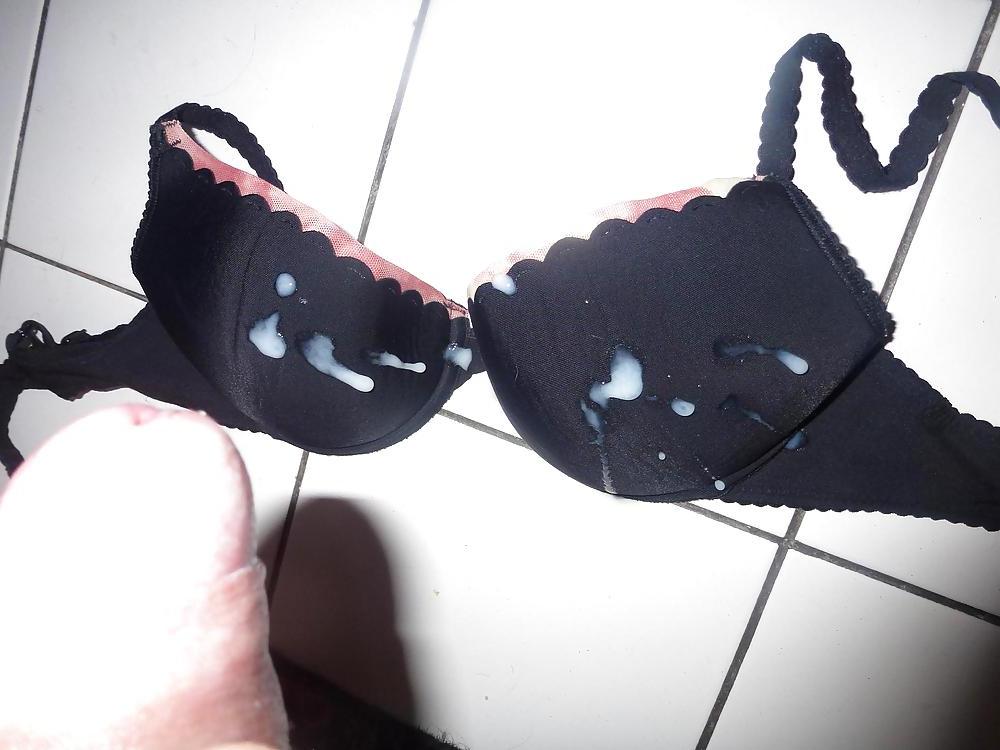 11P Cun on my Wife's padded black bra