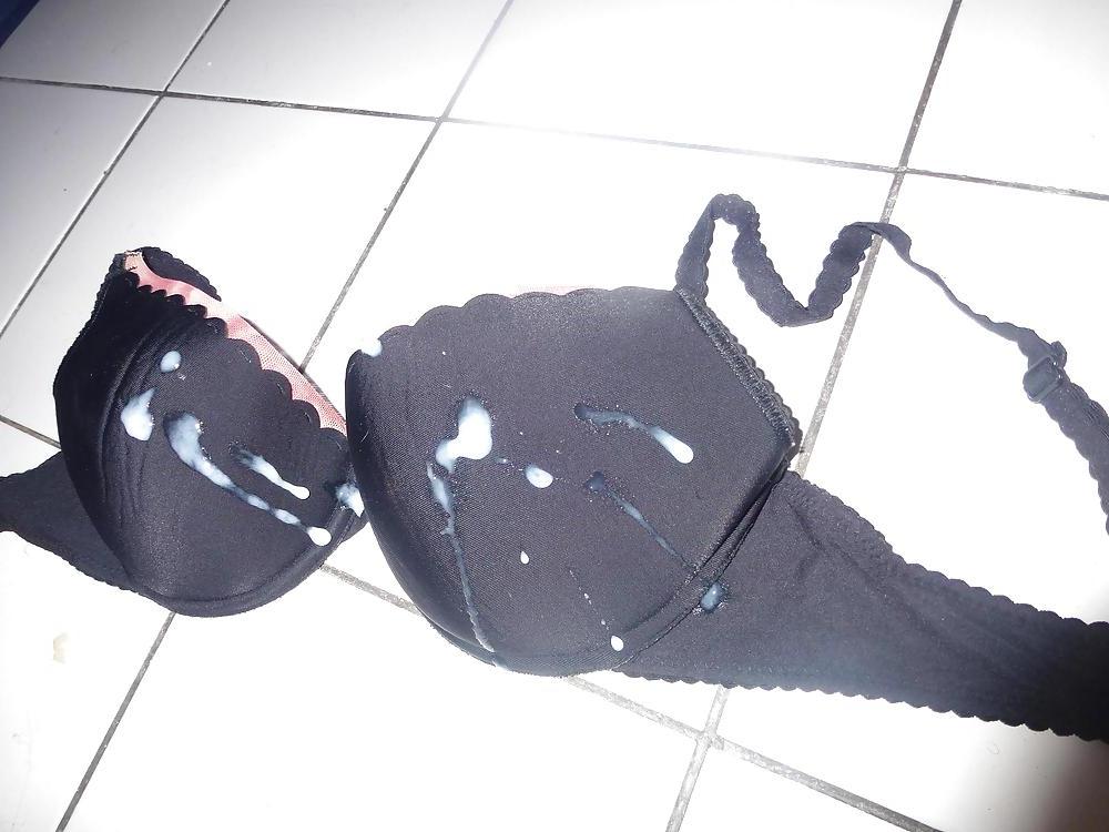 11P Cun on my Wife's padded black bra