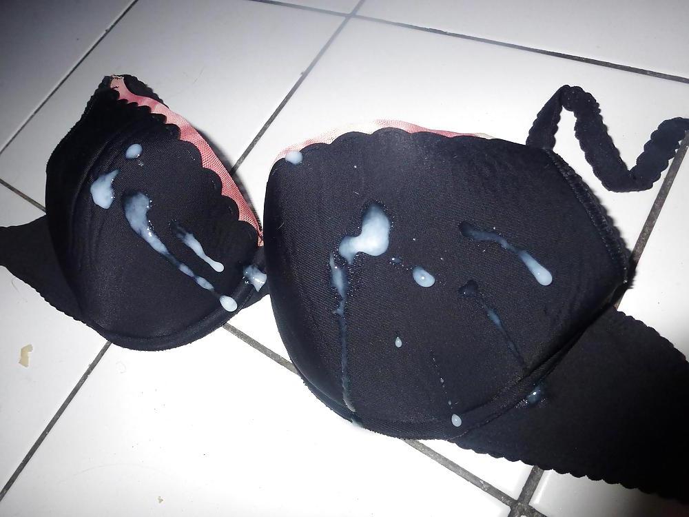 11P Cun on my Wife's padded black bra