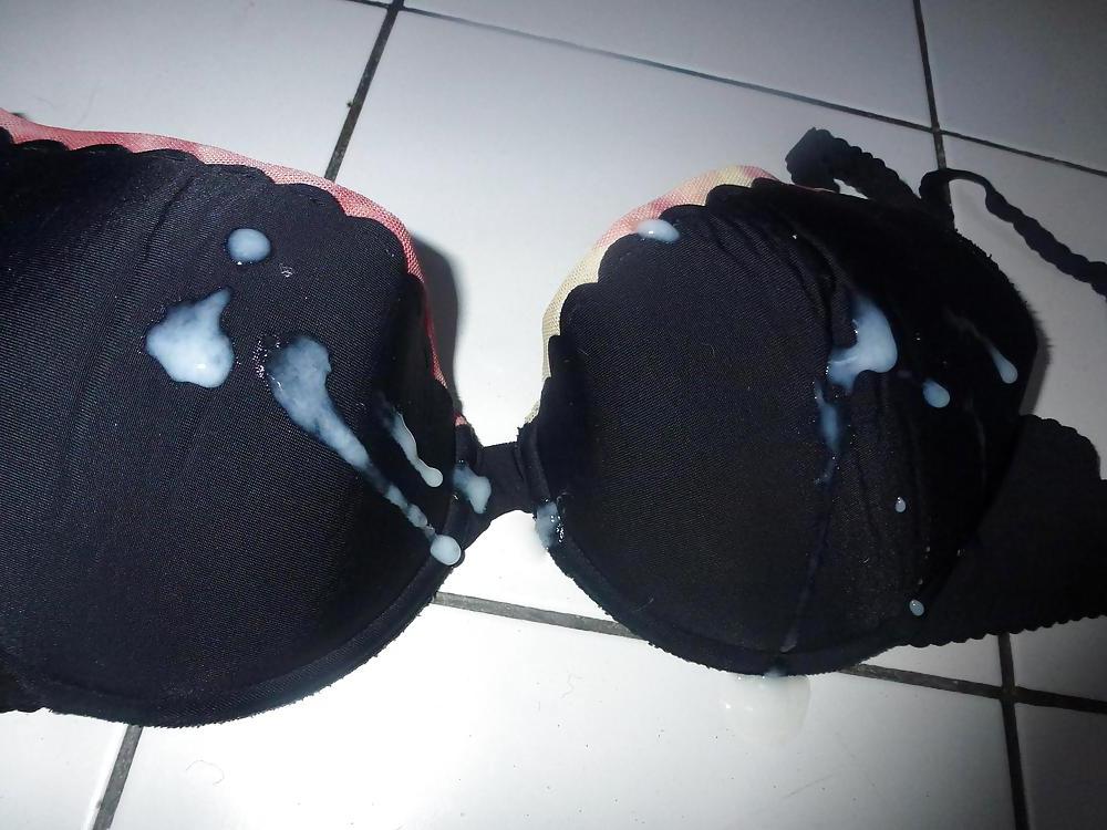11P Cun on my Wife's padded black bra