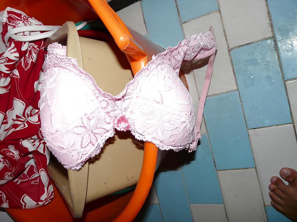 11P My mom's pink bra.