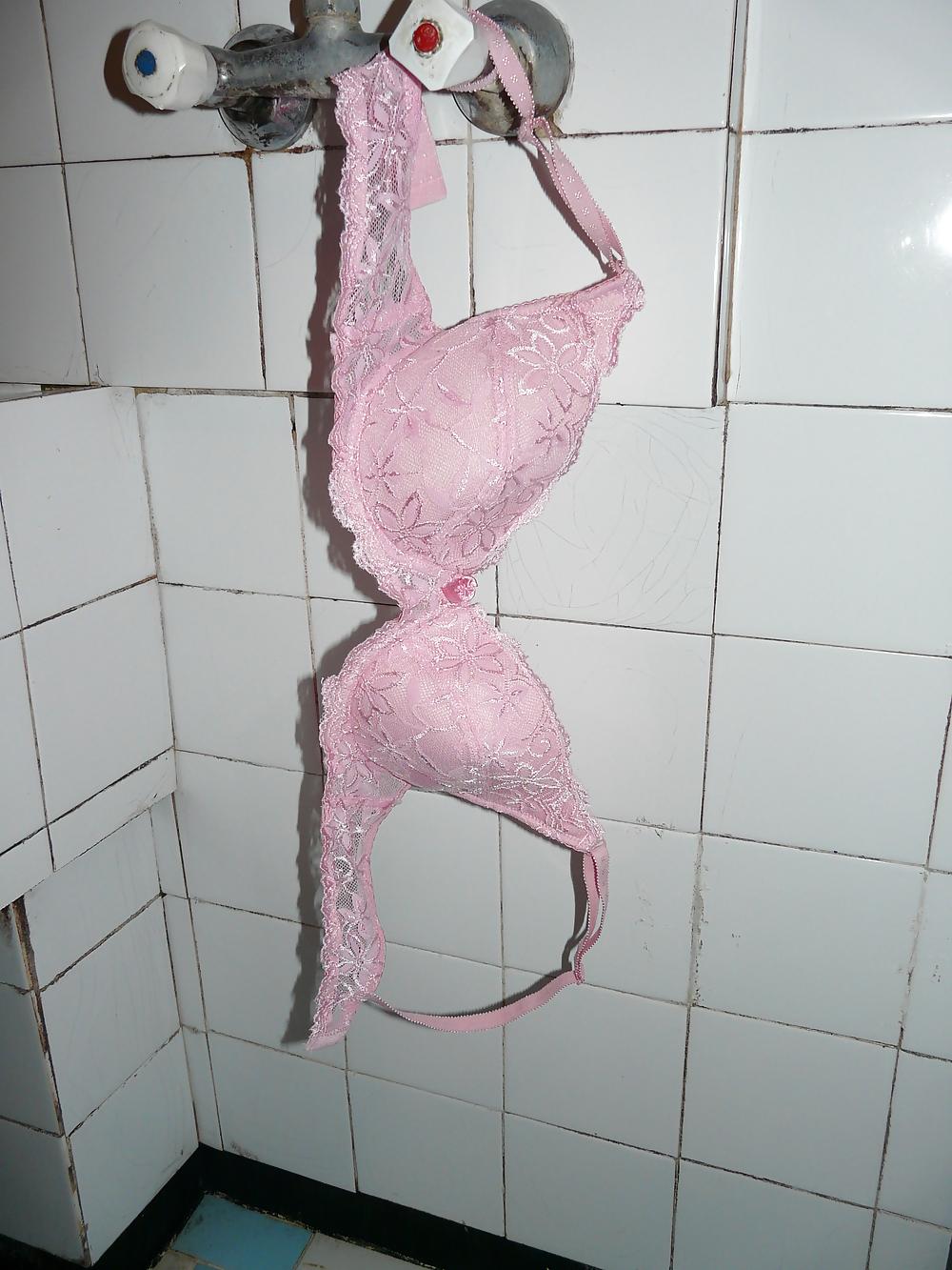 11P My mom's pink bra.