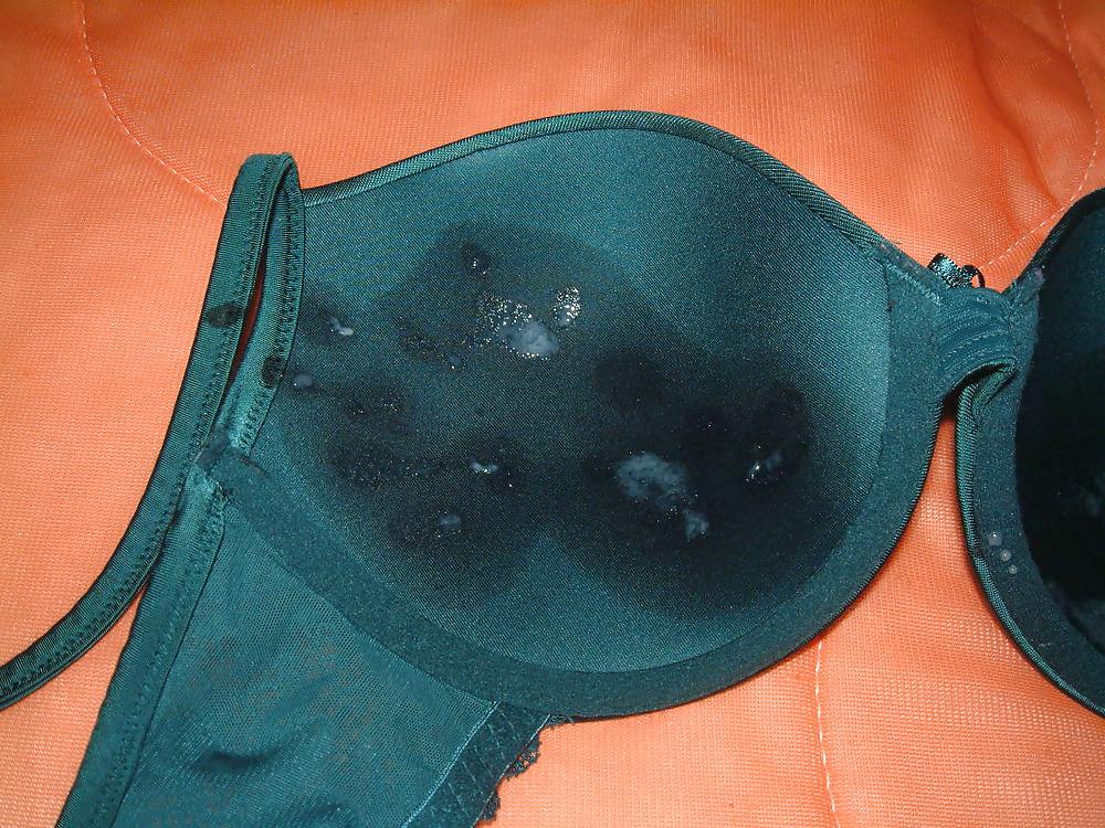 19P Green Satin Bra Cum 1