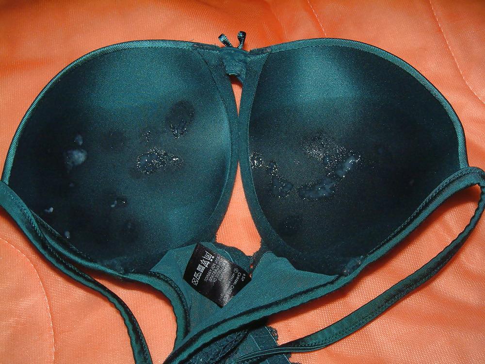 19P Green Satin Bra Cum 1