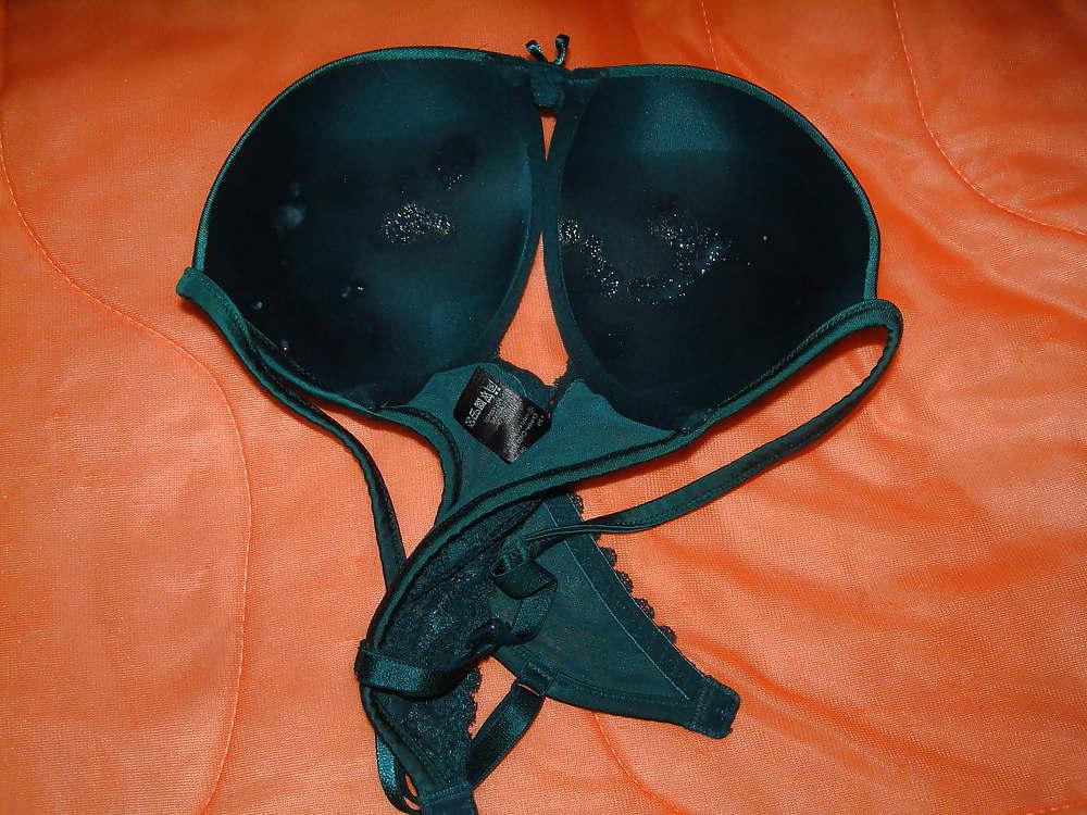 19P Green Satin Bra Cum 1