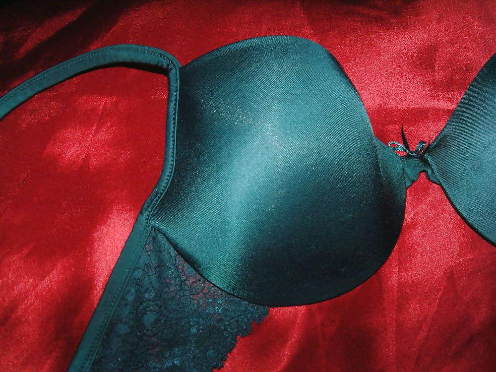 19P Green Satin Bra Cum 1