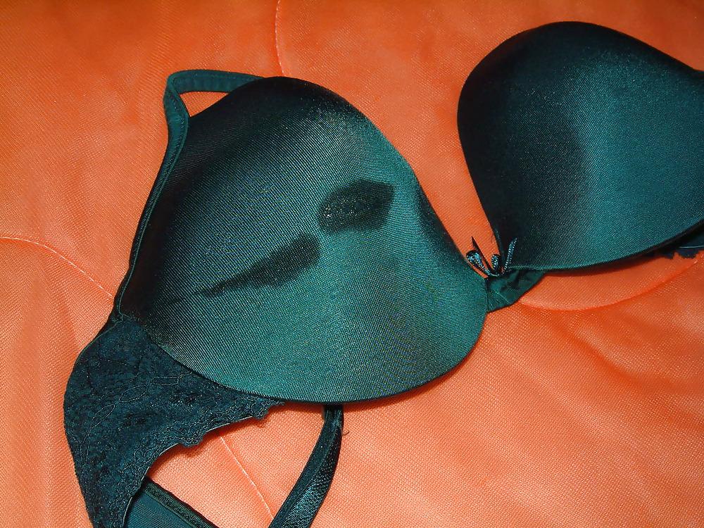 19P Green Satin Bra Cum 1