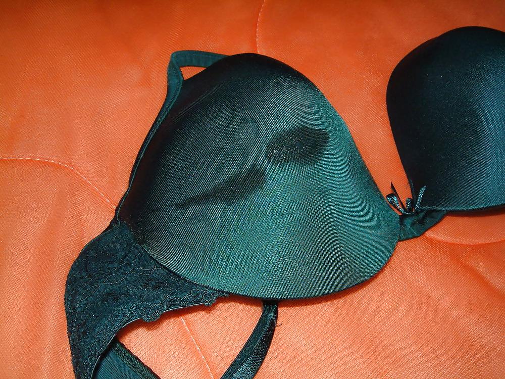 19P Green Satin Bra Cum 1