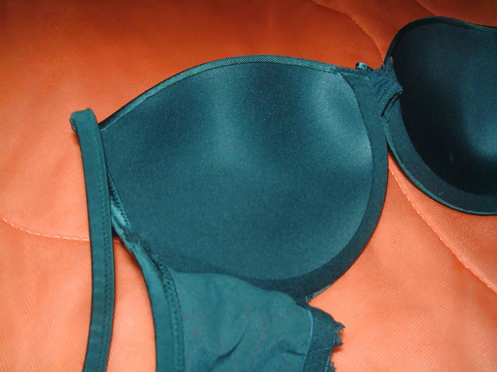 19P Green Satin Bra Cum 1
