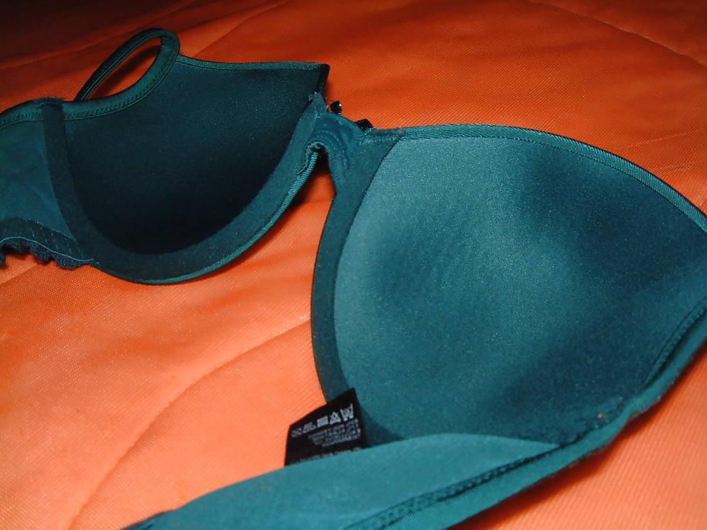 19P Green Satin Bra Cum 1