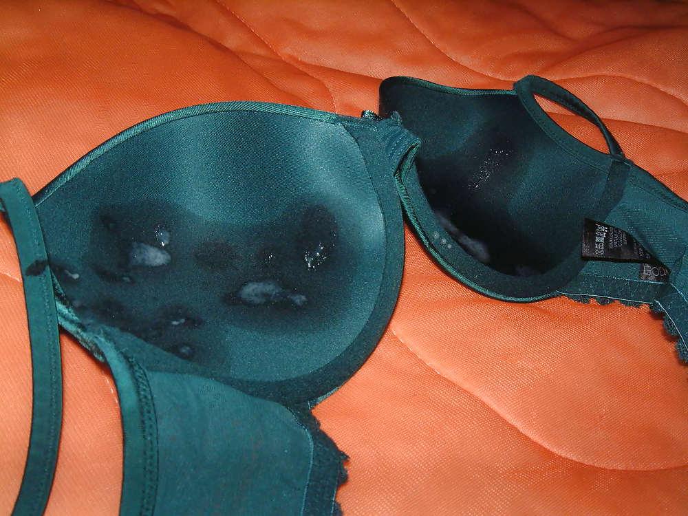 19P Green Satin Bra Cum 1
