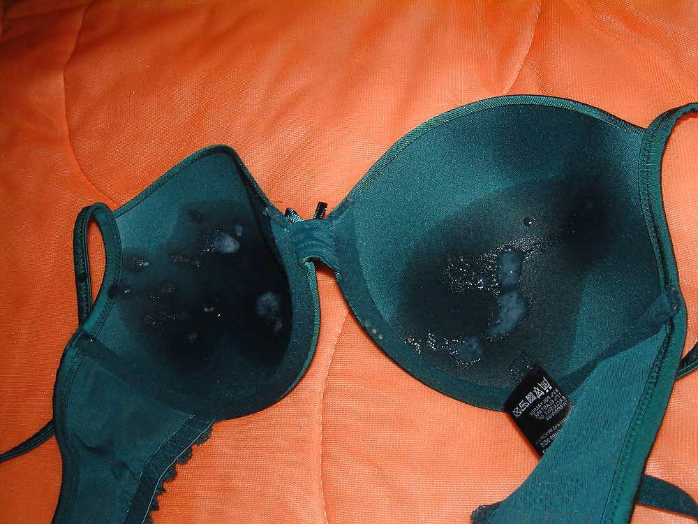 19P Green Satin Bra Cum 1