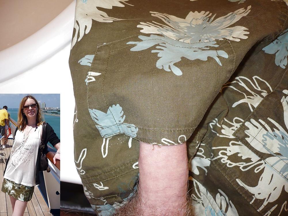5P Cum on Wife's short Skirt and panties
