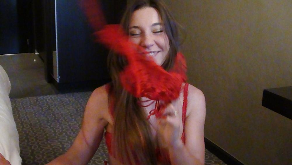 6P French cute girl cum on face in Agent provocateur lingerie