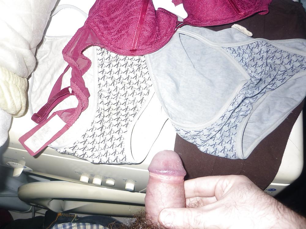 9P Cum on my Wife's bras and panties 7