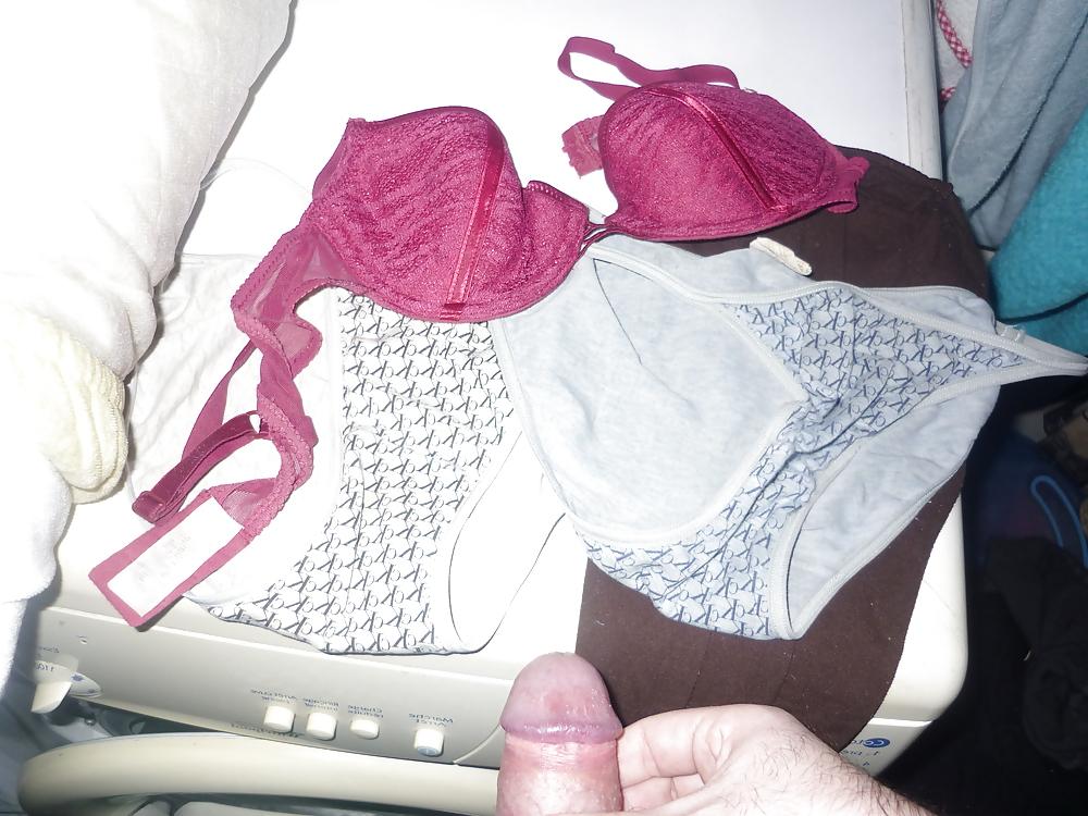 9P Cum on my Wife's bras and panties 7