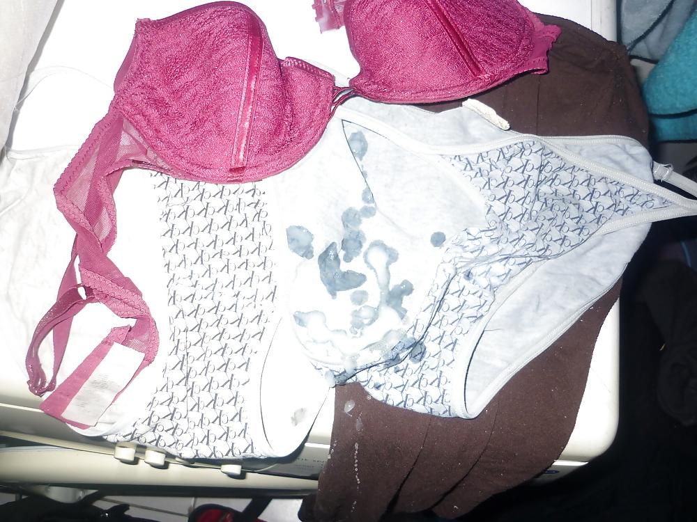 9P Cum on my Wife's bras and panties 7