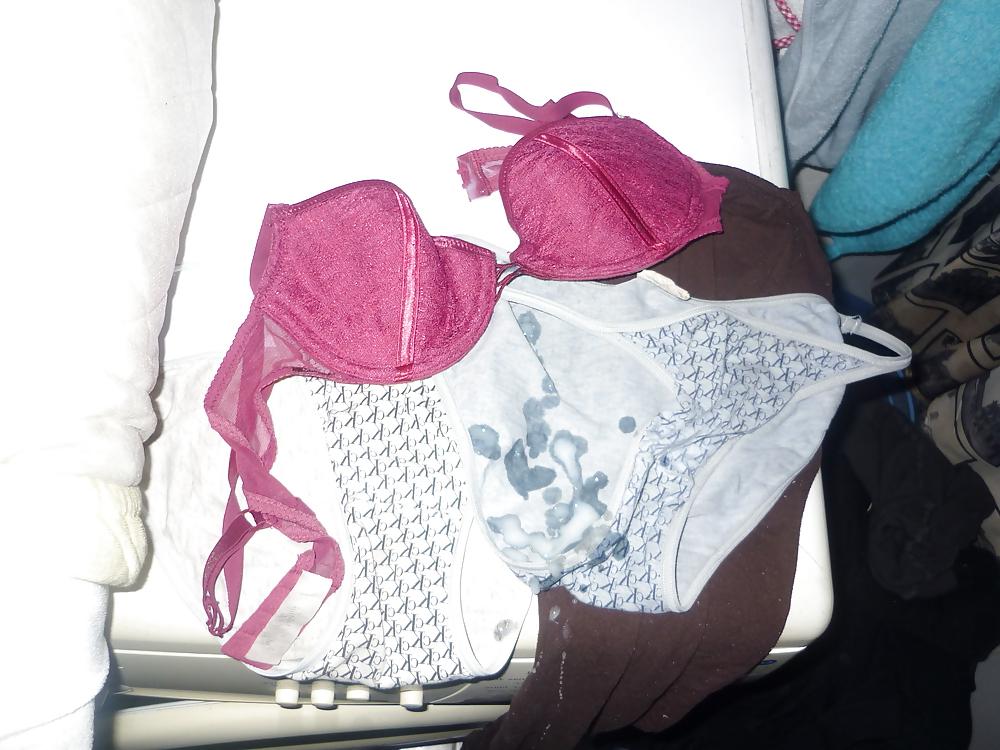 9P Cum on my Wife's bras and panties 7