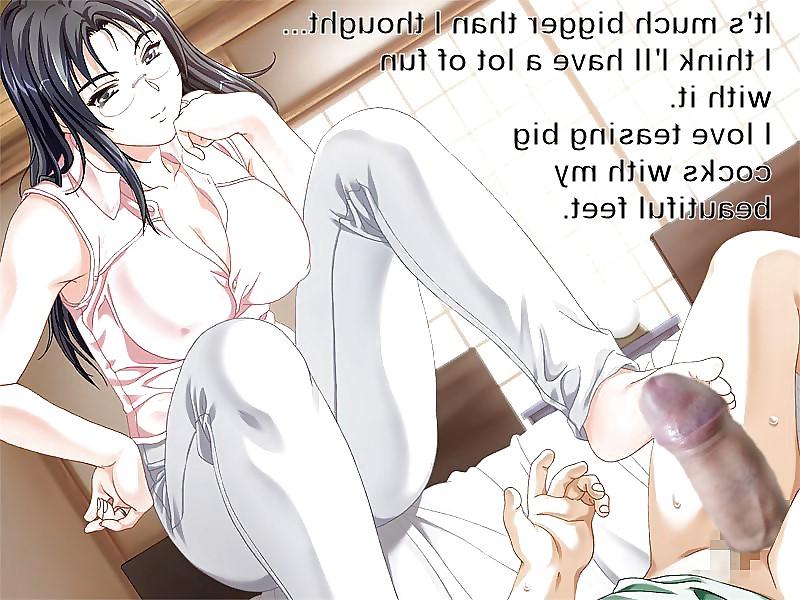 8P Anime Girls playing with a Real Cock (with captions) - No 1