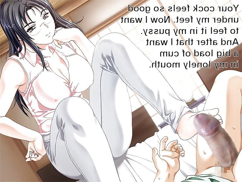 8P Anime Girls playing with a Real Cock (with captions) - No 1
