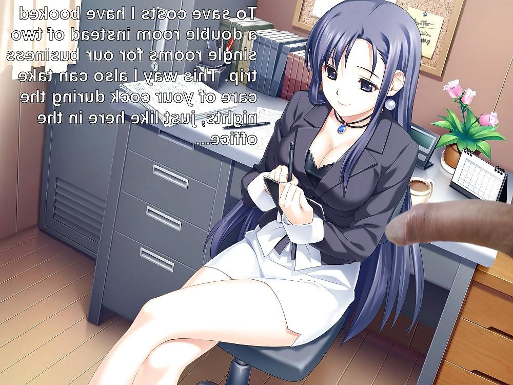 8P Anime Girls playing with a Real Cock (with captions) - No 26