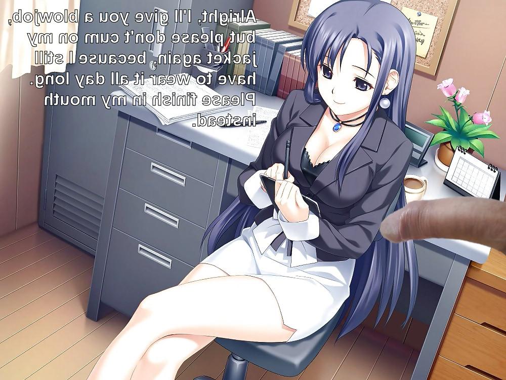 8P Anime Girls playing with a Real Cock (with captions) - No 26