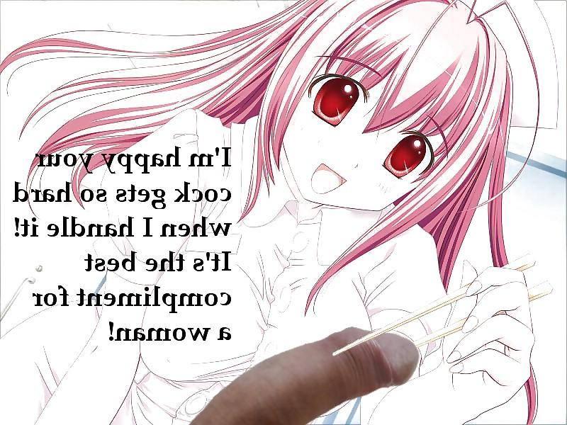 8P Anime Girls playing with a Real Cock (with captions) - No 37