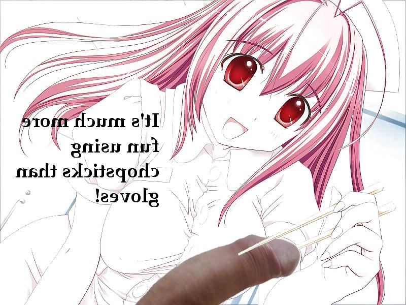 8P Anime Girls playing with a Real Cock (with captions) - No 37