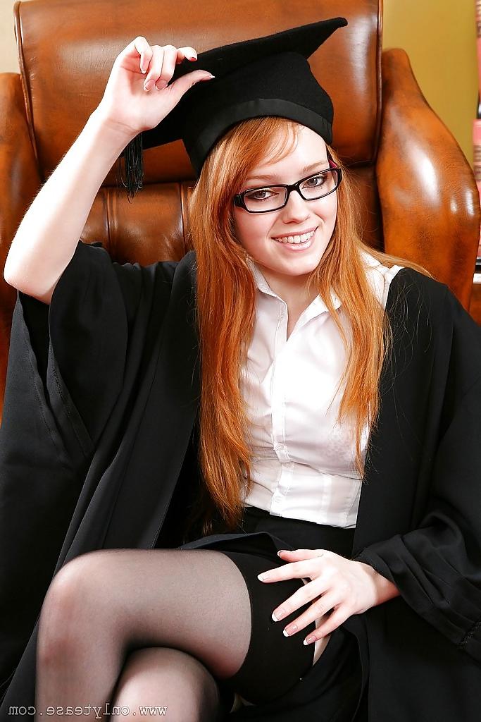 10P Redhead Kloe Kane: Graduation Strip Tease