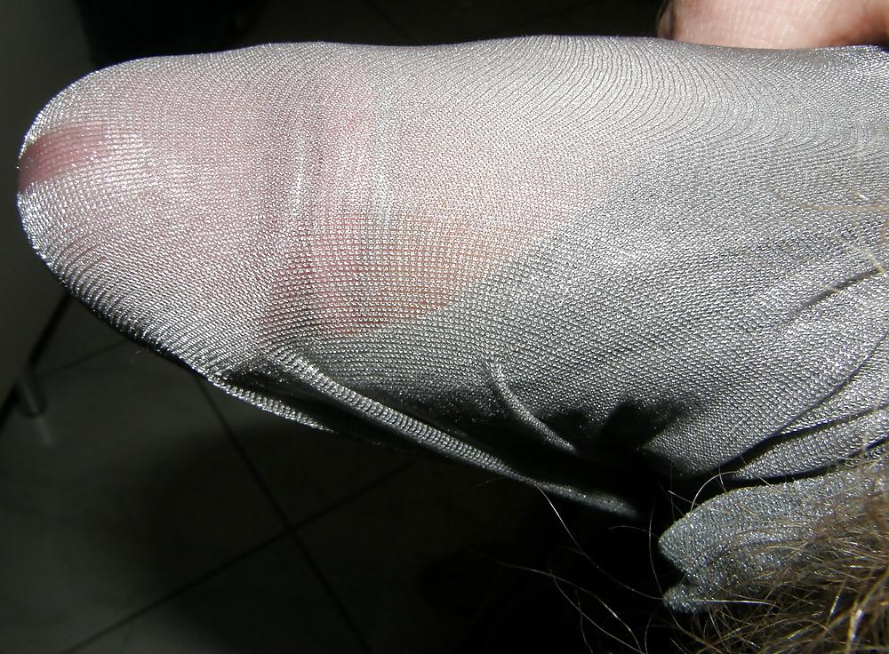9P Cum on grey pantyhose