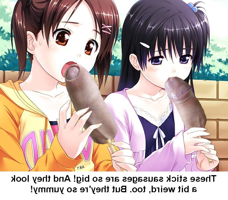 8P Anime Girls playing with a Real Cock (with captions) - No 40