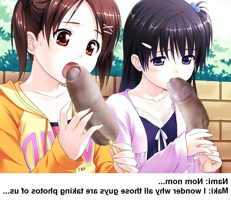 8P Anime Girls playing with a Real Cock (with captions) - No 40