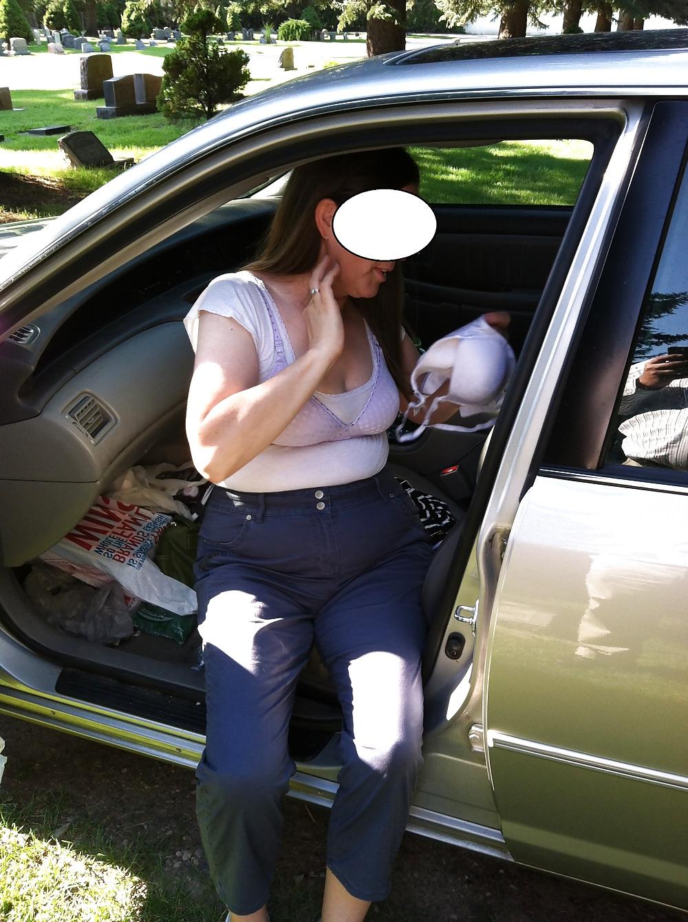25P Sexy Mormon wife changing in a cemetary