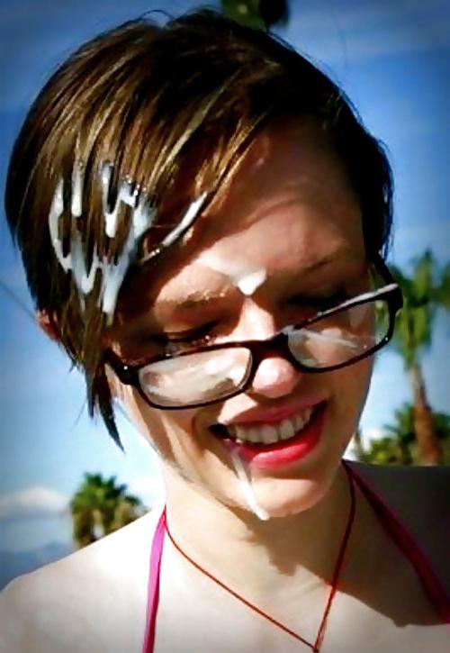 25P Cumshots on face and glasses.